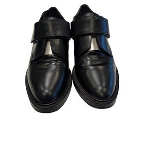 VINCE Wren Women's Oxford Shoes Monk Strap Black Leather Sz US 8 EU 38